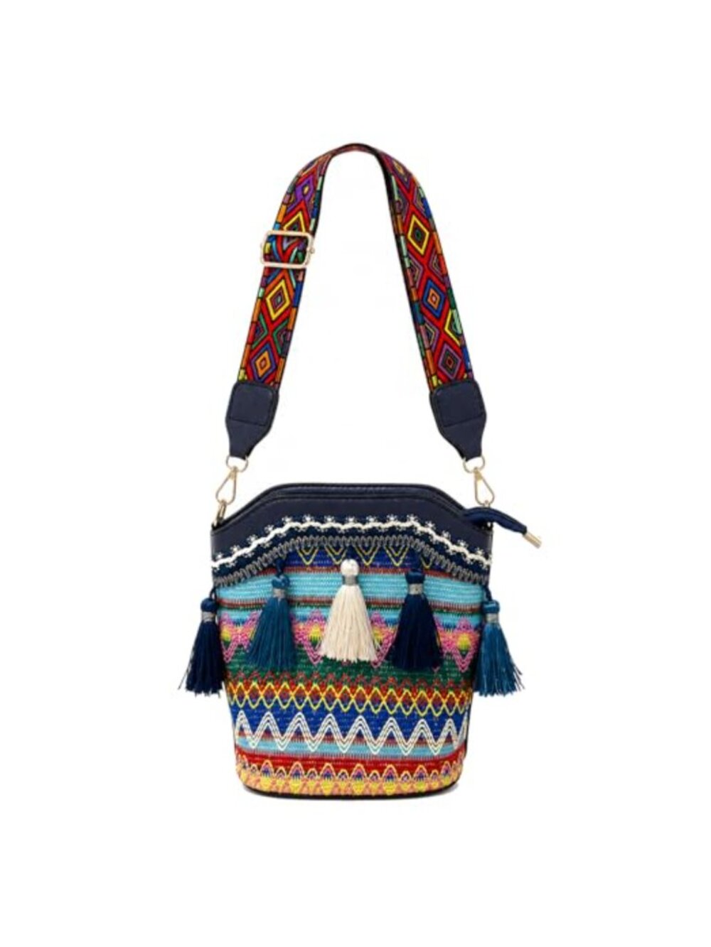 Bohemian Floral Embroidered Woven Clutch Crossbody Bag